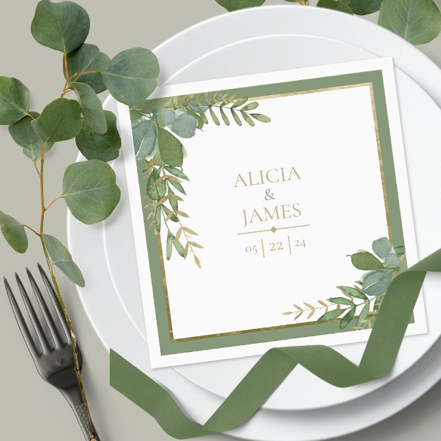 Guardanapo De Papel Ouro Greenery Paper Casamento Napkin (Criador carregado)