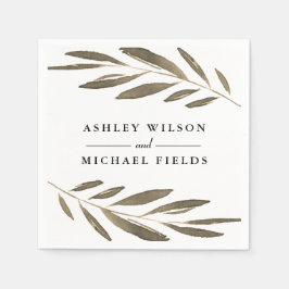 Guardanapo De Papel Ouro Leaf Modern Elegante Noivado Casamento