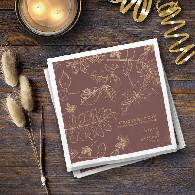 Guardanapo De Papel Ouro Leaf Pattern Wedding Dourado/Burgundy ID655 (Criador carregado)