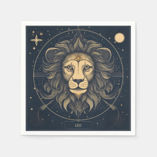 Guardanapo De Papel Ouro Leo Zodiac Astrologia