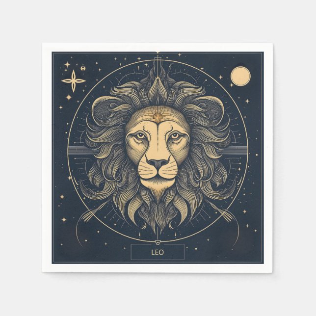 Guardanapo De Papel Ouro Leo Zodiac Astrologia (Frente)