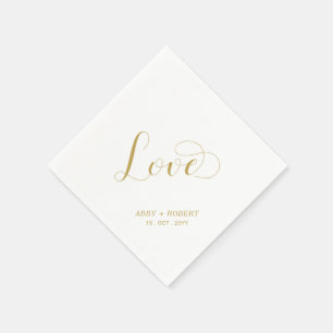 Guardanapo De Papel Ouro   Letreiro Elegante e Sofisticado Amor Casame