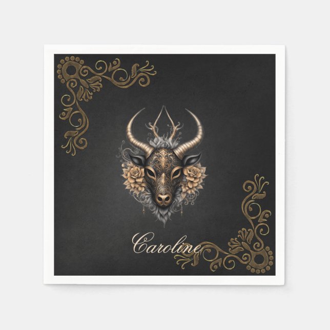 Guardanapo De Papel Ouro negro elegante repleto (Frente)