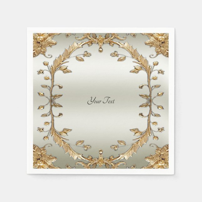 Guardanapo De Papel Ouro Ornamentado Napkins (Frente)