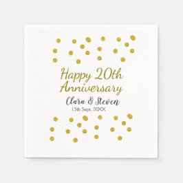 Guardanapo De Papel Ouro ponto brilhante feliz 20 de aniversário casam