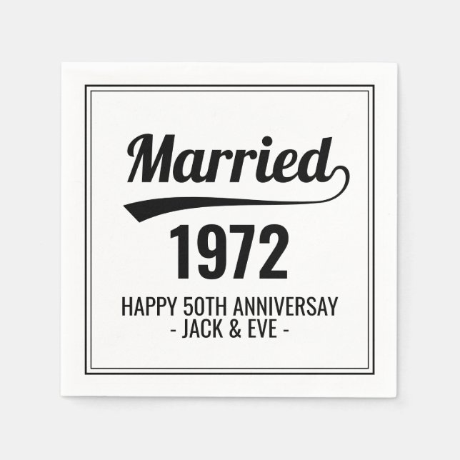 Guardanapo De Papel Ouro Preto e Branco Personalizado 50º Ano de Anive (Frente)