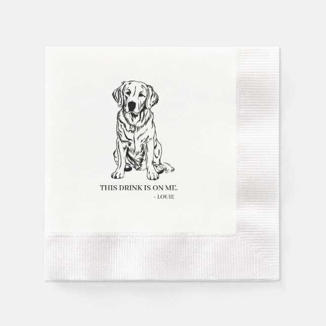 Guardanapo De Papel Ouro Retriever Cocktail Napkin (Frente)