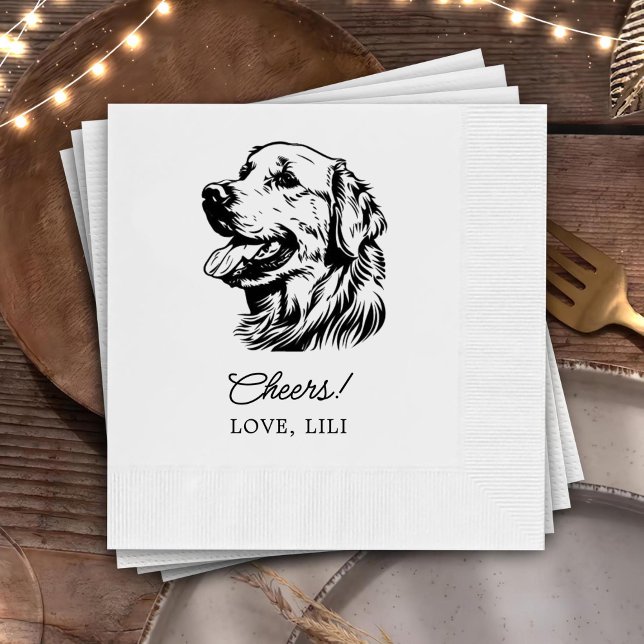Guardanapo De Papel Ouro Retriever Dog Personalizado Cheque (Criador carregado)