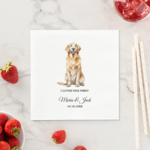 Guardanapo De Papel Ouro Retriever Dog Wedkins com Foto