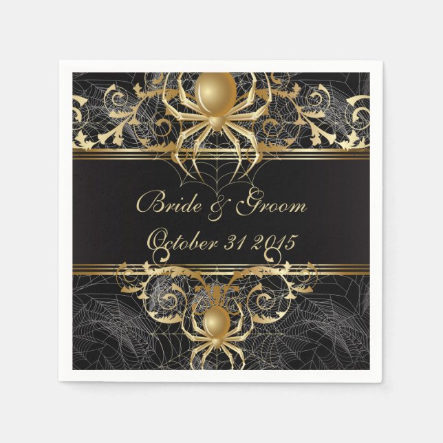 Guardanapo De Papel Ouro Spider Paper Party Napkins (Frente)