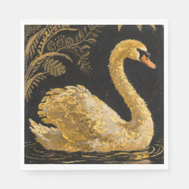 Guardanapo De Papel Ouro Swan em um Pond Midnight