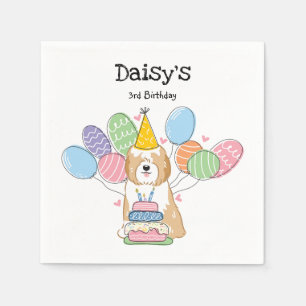 Guardanapo De Papel Ouro Tibetano - Terrier Birthday Paper Napkins