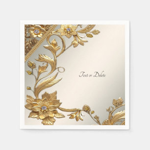 Guardanapo De Papel Ouro Wavy deixa floral