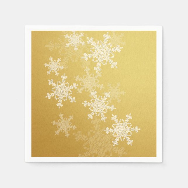Guardanapo De Papel Ouro White Snowflakes Natal Minimalista (Frente)