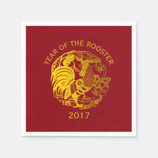 Guardanapo De Papel Ouro Zodiac 2017 - Anel de papel do ano-galo