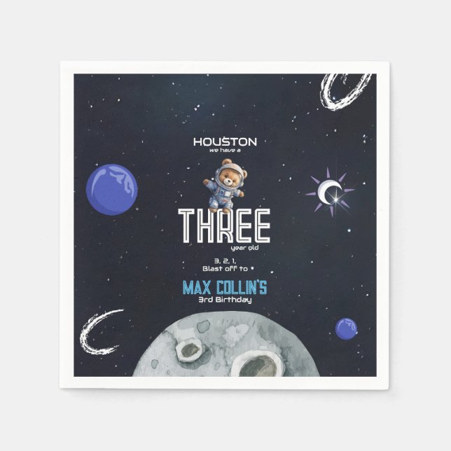 Guardanapo De Papel Outer Space Astronaut Any Age Birthday (Frente)