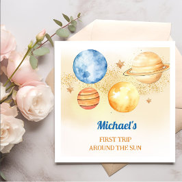 Guardanapo De Papel Outer Space Boy 1rua viajando ao redor do Sol Aniv