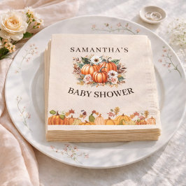 Guardanapo De Papel Outono Boho Floral de Abóbora Baby Shower Guardana