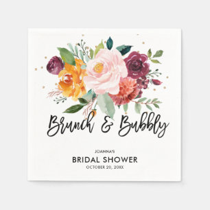 Guardanapo De Papel Outono Burgundy Blush Floral Chá de panela