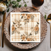 outono da Xadrez Floral Elegante