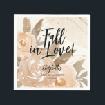 Guardanapo De Papel Outono Rústico Apaixonado Flores de Outono<br><div class="desc">Apaixone-se! e seus detalhes são impressos em uma colagem de terracota de outono elegante,  flores de aquarela em pêssego e prata e folhas de outono elegantes são apresentadas nestes guardanapos de papel. Perfeito para chás de noiva,  casamentos,  festas de aniversário ou qualquer ocasião. Itens COMBINADOS em nossa coleção.</div>