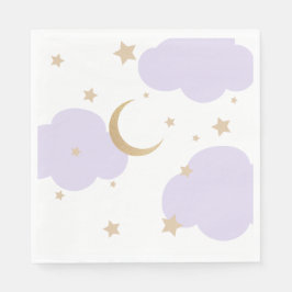 Guardanapo De Papel Over the Moon Purple Baby Shower 