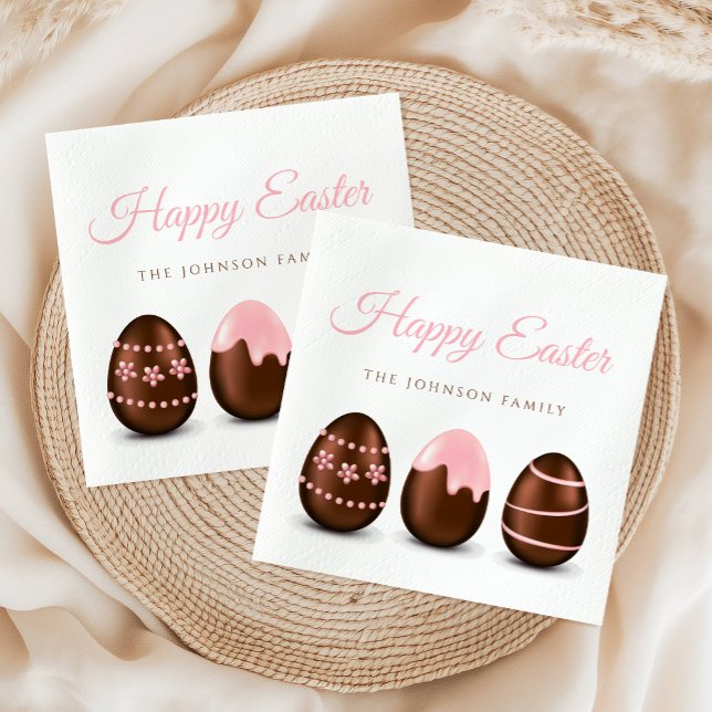Guardanapo De Papel Ovos de Chocolate Fofo Feliz Páscoa (Cute Chocolate Eggs Happy Easter Napkins)