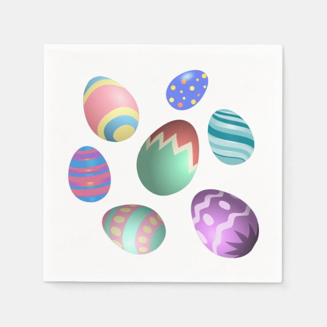 Guardanapo De Papel Ovos de Páscoa Coloridos de Pastel (Frente)