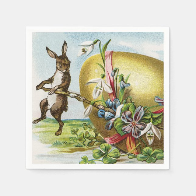 Guardanapo De Papel Ovos de Páscoa de Coelhos Coelhos Felzs pascoa de  (Frente)