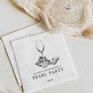 Guardanapo De Papel Oyster Pearl Party   Preto e Branco