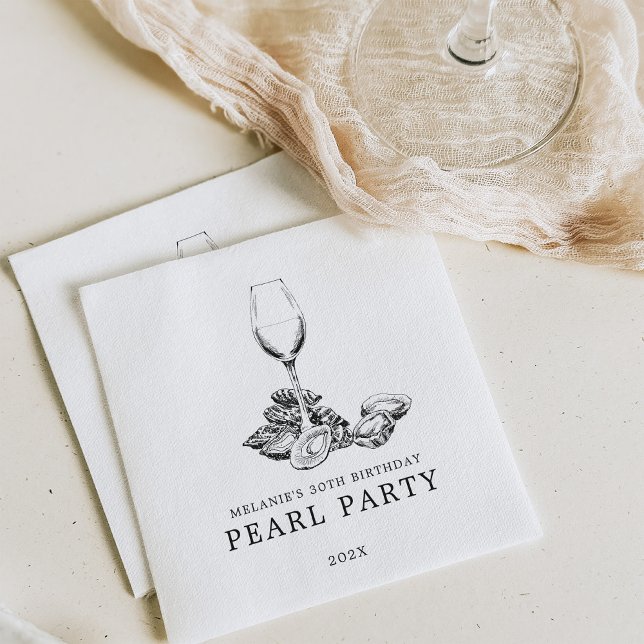 Guardanapo De Papel Oyster Pearl Party | Preto e Branco (Criador carregado)