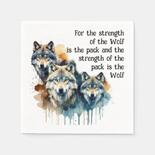 Guardanapo De Papel Pacote de Força de Citação do Lobo Inspiracional d