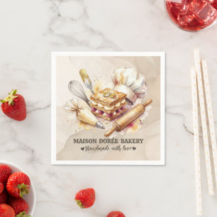 Guardanapo De Papel Padeiro Loja Confeitaria Chef Sobremesa Doces Bolo