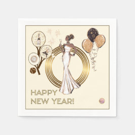 GUARDANAPO DE PAPEL PADEL NAPKIN: NEW YEAR’S PADEL DIVA – CREAM & GOLD