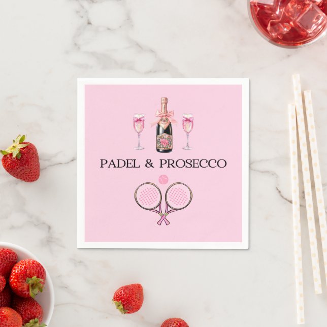 GUARDANAPO DE PAPEL PADEL NAPKIN: PADEL & PROSECCO CLASSIC PINK-BLACK (Insitu)