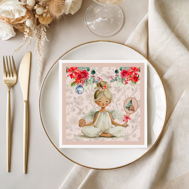 Guardanapo De Papel Padel Themed Napkins– Christmas Angel Motif (Criador carregado)