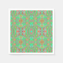 Guardanapo De Papel Padrão Abstrato Retro de Laranja e Verde Lima
