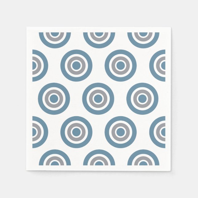 Guardanapo De Papel Padrão-Alvo Cinza Azul Cocktail Branco Napkins (Frente)