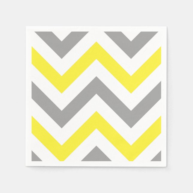 Guardanapo De Papel Padrão Amarelo, Cinza Escura Grande Chevron ZigZag (Frente)
