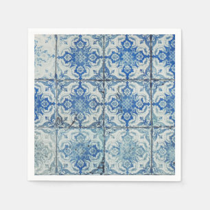 Guardanapo De Papel Padrão Antiquado de Azulejos Portugueses - Azulej