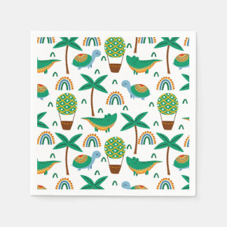 Guardanapo De Papel Padrão Arco-Íris de Alligador Colorido Bonito