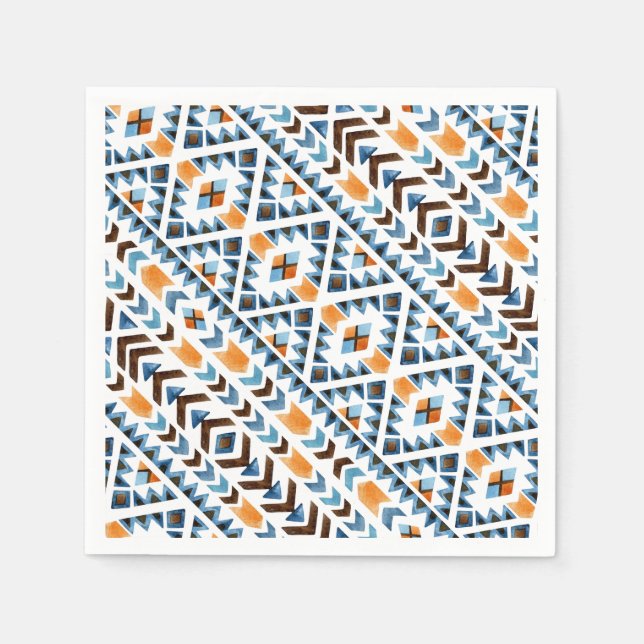 Guardanapo De Papel Padrão aztec de aquarela cúbica (Frente)