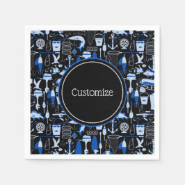 Guardanapo De Papel Padrão Azul De Pesca Personalizado