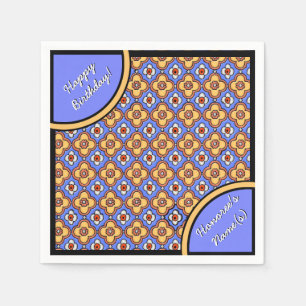 Guardanapo De Papel Padrão Azulejo Gótico Francês - Laranja Amarelo Az