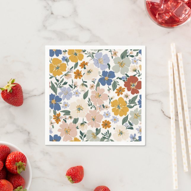 Guardanapo De Papel Padrão Boho de Prado de Flores Silvestres (Insitu)