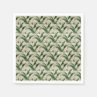 Guardanapo De Papel Padrão Botânico de Lírio-de-Calla Branco Embroider