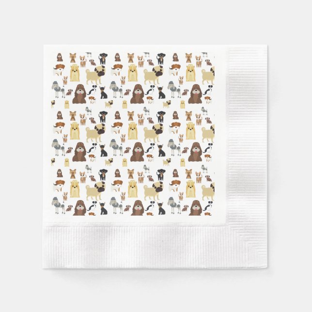 Guardanapo De Papel padrão branco dos cães de fundo (Frente)