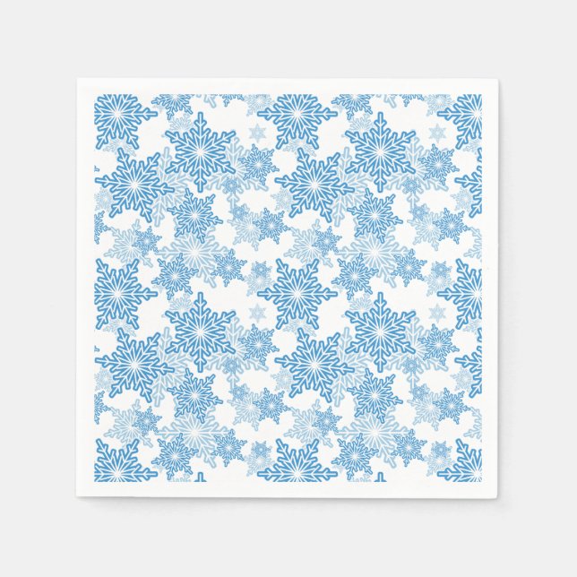 Guardanapo De Papel Padrão branco e floco de neve azul sem costura (Frente)