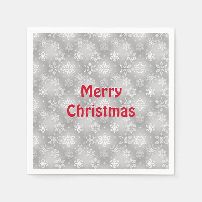 Guardanapo De Papel Padrão branco e prateado do floco de neve (Frente)
