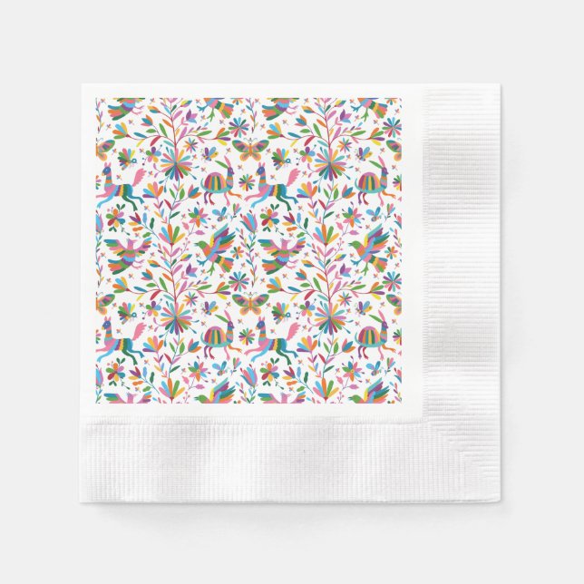 Guardanapo De Papel Padrão Brilhante do estilo Otomi mexicano (Frente)